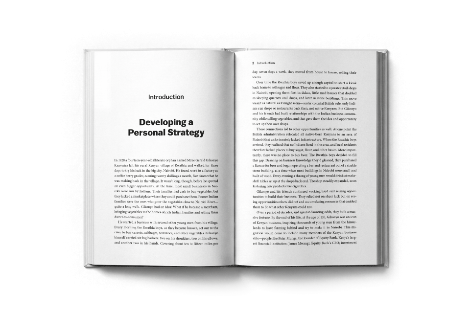 Open book showing the Introduction: Developing a Personal Strategy
